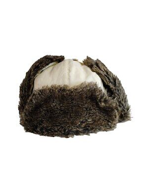 Eddie Bauer Faux Fur-Lined Trapper Hat Nylon Shell One Size Brown & Cream